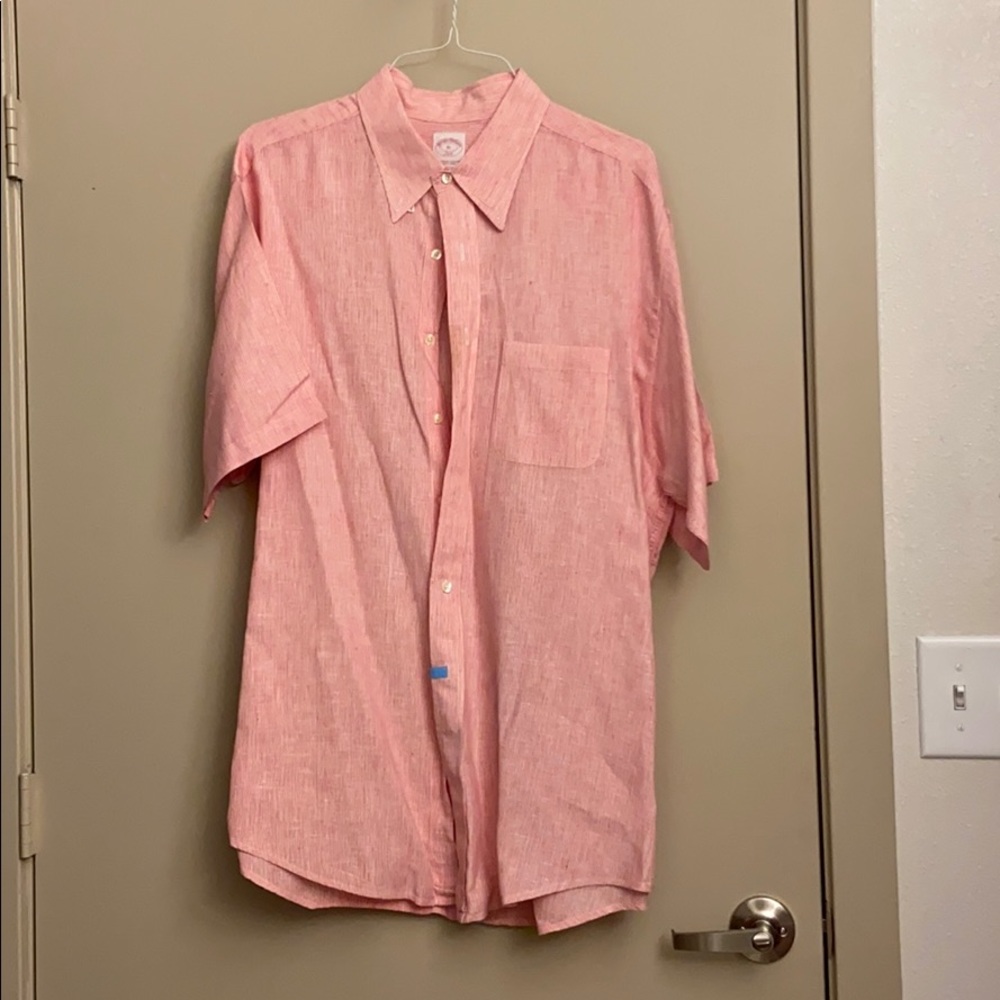 Linen pink and white shirt 👔